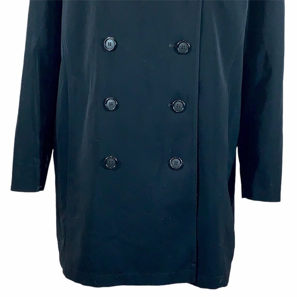 Jacqueline Ferrar size L black double breasted button front vintage trench coat - Picture 9 of 16